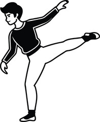 Walking High Kicks vector illustration, Walking High Kicks silhouette vector art, Walking High Kicks line art vector