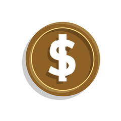 coin icon. dollar coin vector on white background, depicting economy, finance, bank. Colorful design style with lighting and shadows