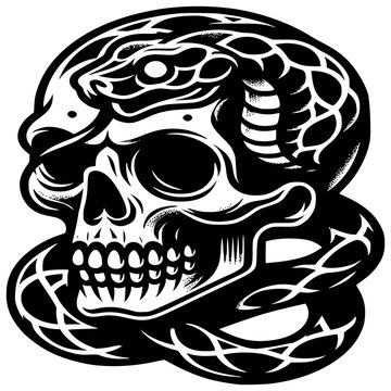 Skull with snake tattoo 