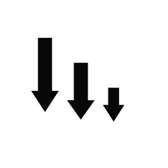 arrow icon. down arrow symbol on white background. gives the impression of a weakening, falling, progressive, economy. solid design style