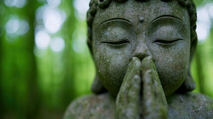 Obraz premium A statue of a buddha with his hands clasped in prayer