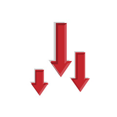 arrow icon. down arrow symbol on white background. gives the impression of a weakening, falling, progressive, economy. flat color design style