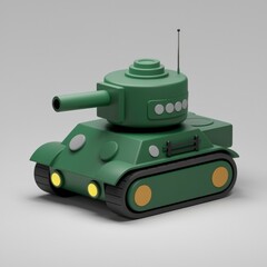 A cute, cartoonish green tank model, simple design, toy-like.