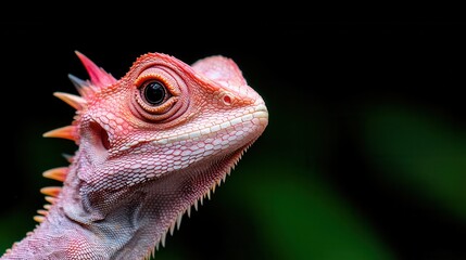 Fototapeta premium A close up of a lizard's head with a black background