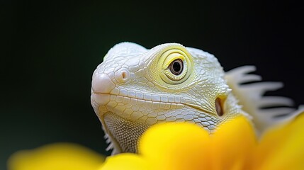 Fototapeta premium A close up of a lizard on a yellow flower
