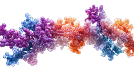 3D render of a heart-shaped DNA molecule made of colorful beads, symbolizing love and chemistry