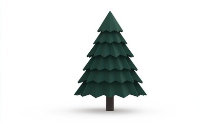 Obraz premium Minimalist 3D Render of a Green Pine Tree on White Background for Nature and Holiday Themes