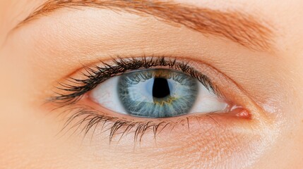 Fototapeta premium A close up of a woman's blue eye with long eyelashes