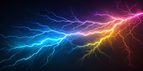 Multicolor thunder lighting dark background 