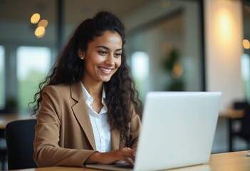 Indian businesswoman working on a laptop in the office