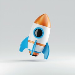 A cute cartoon rocket ship, ready for lift-off, symbolizes innovation and progress.