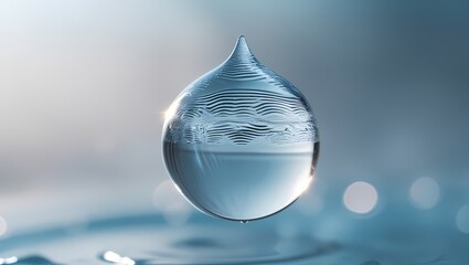 Clear Water Drop with Waves - Fluid Art