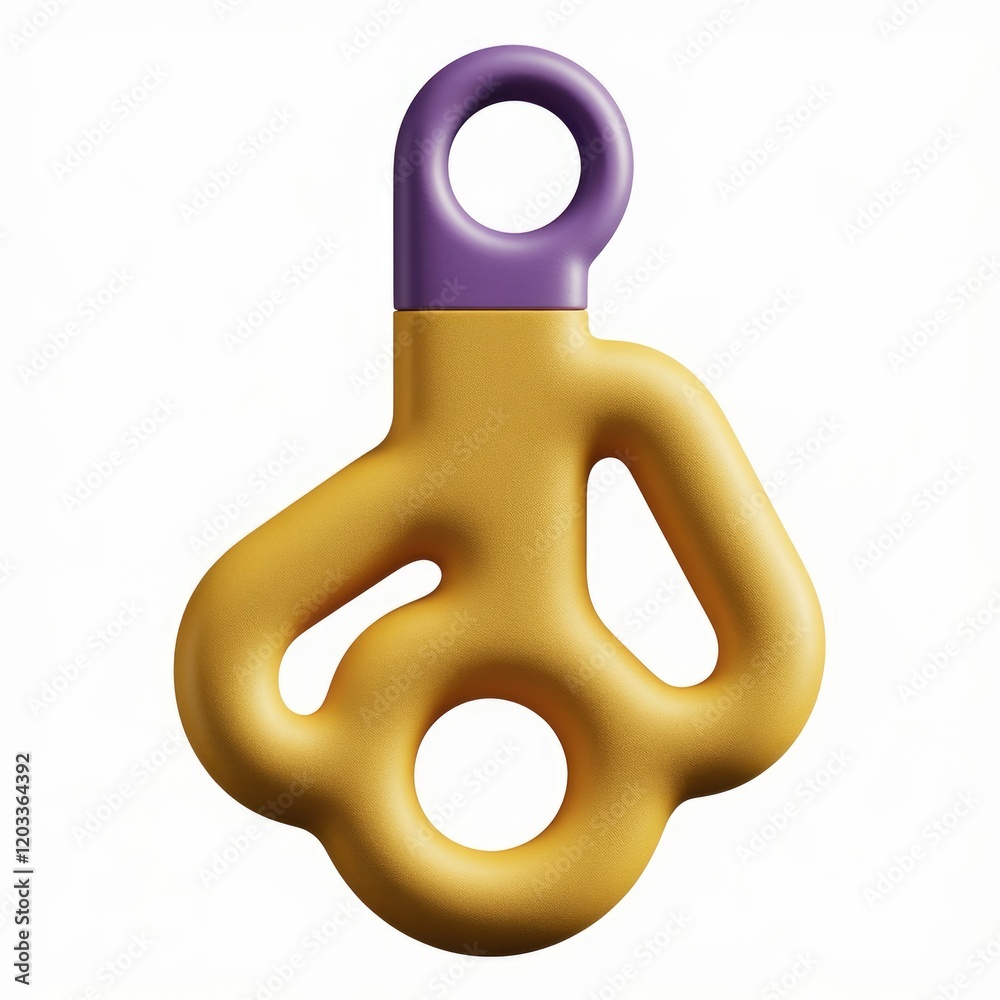 Poster abstract yellow and purple 3d render of a quirky, playful character design.