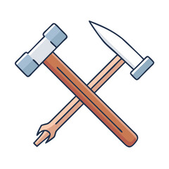 hammer and nails crossed icon, hammer and nails crossed vector illustration-simple illustration of hammer and nails crossed, perfect for hammer and nails crossed logos and icons