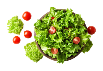 Fresh salad (top view) on a white background. isolated background.