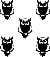 Obraz premium Owl silhouettes at night nature graphic art dark environment close-up, isolate white background