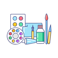 kids painting set icon, kids painting set vector illustration-simple illustration of kids painting set, perfect for kids painting set logos and icons