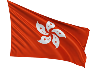 Waving flag of Hong Kong, national symbol