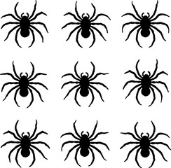 Silhouette spiders crawling graphic design digital art, isolate white background