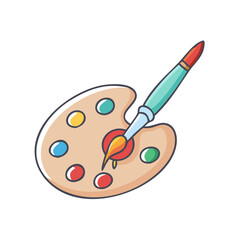 paintbrush resting on palette icon, paintbrush resting on palette vector illustration-simple illustration of paintbrush resting on palette, perfect for paintbrush resting on palette logos and icons