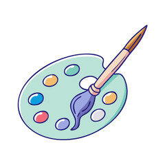 paintbrush resting on palette icon, paintbrush resting on palette vector illustration-simple illustration of paintbrush resting on palette, perfect for paintbrush resting on palette logos and icons