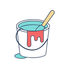 paint bucket with stir stick icon, paint bucket with stir stick vector illustration-simple illustration of paint bucket with stir stick, perfect for paint bucket with stir stick logos and icons