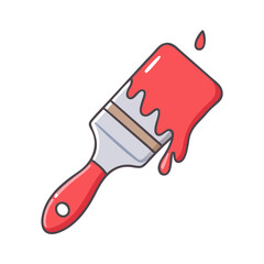 paintbrush with red paint icon, paintbrush with red paint vector illustration-simple illustration of paintbrush with red paint, perfect for paintbrush with red paint logos and icons