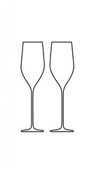 Minimalist Line Art of Two Wine Glasses on a White Background for Modern Decor and Design