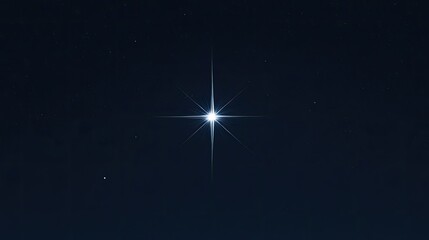 Bright Star Shining in the Night Sky with Clear Dark Background and Subtle Surrounding Stars
