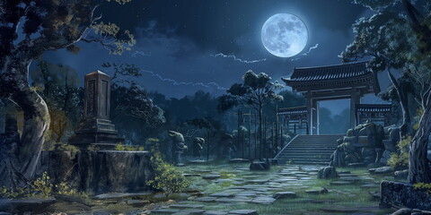 Kofun Tombs at night At night the Kofun Tombs take_001