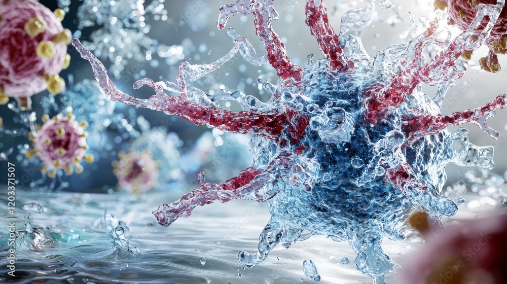 Poster Dynamic cell evolution transforming consciousness in microbial environments science visualization laboratory exploration