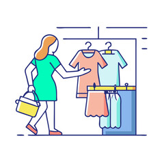 shopper in a fitting room icon, shopper in a fitting room vector illustration-simple illustration of shopper in a fitting room, perfect for shopper in a fitting room logos and icons
