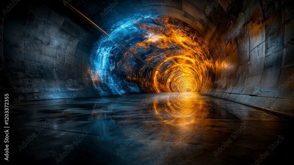 Aufkleber transformative dimensions of space-time futuristic tunnel digital art sci-fi environment surreal vie