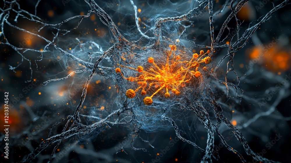 Poster Dynamic interactions of living and thinking subsystems in atoms scientific laboratory 3d visualization abstract environment