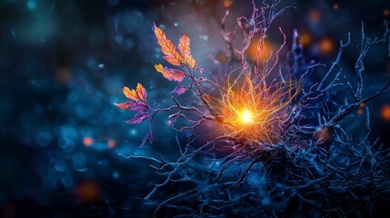 Fototapeta premium Living energy connections with memories nature's essence digital art magical environment abstract viewpoint