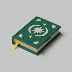 A green book with a celestial design, suggesting magic or mythology.