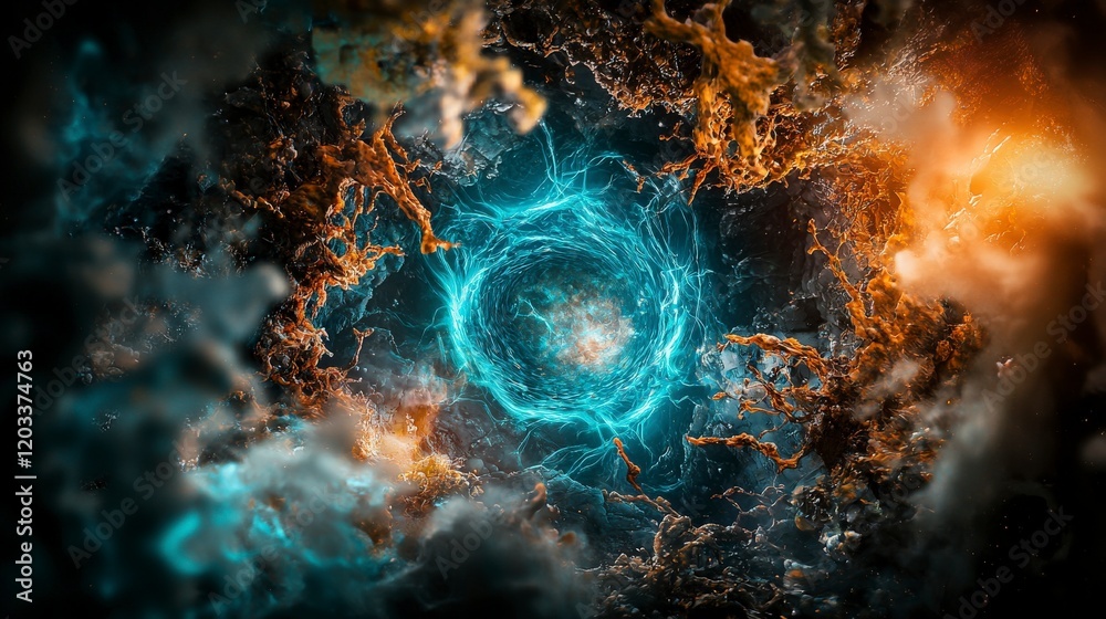 Poster Exploring living space between realities cosmic portal abstract environment digital art surreal viewpoint infinite concepts