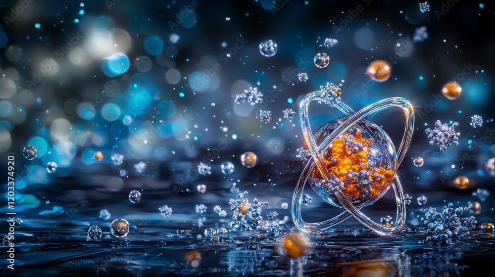 Fototapete Microcosms of atomic universes exploring the intricacies of matter science digital art abstract close-up connections
