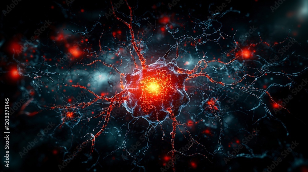 Poster Nerve fibers creating stories and memories experiments in science digital art abstract environment close-up view