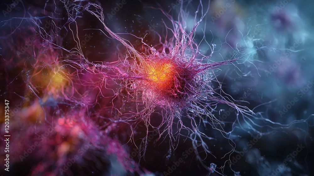 Poster Neural threads creating microcosms exploring neural fibers and their intricate networks in science abstracts
