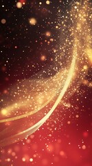 Chinese New Year abstract background with golden sparkles over a red gradient, and space for text. (9:16)