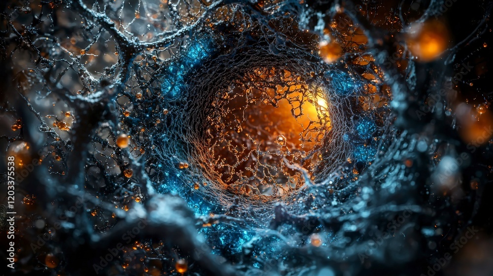 Fototapete Exploring overlapping dimensions in small structures digital art abstract environment close-up view science concept