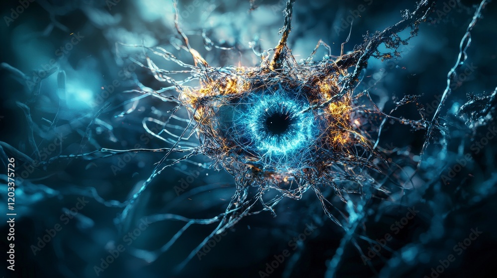 Aufkleber Perception systems creating new realities eye of the neural network digital art futuristic environment conceptual view