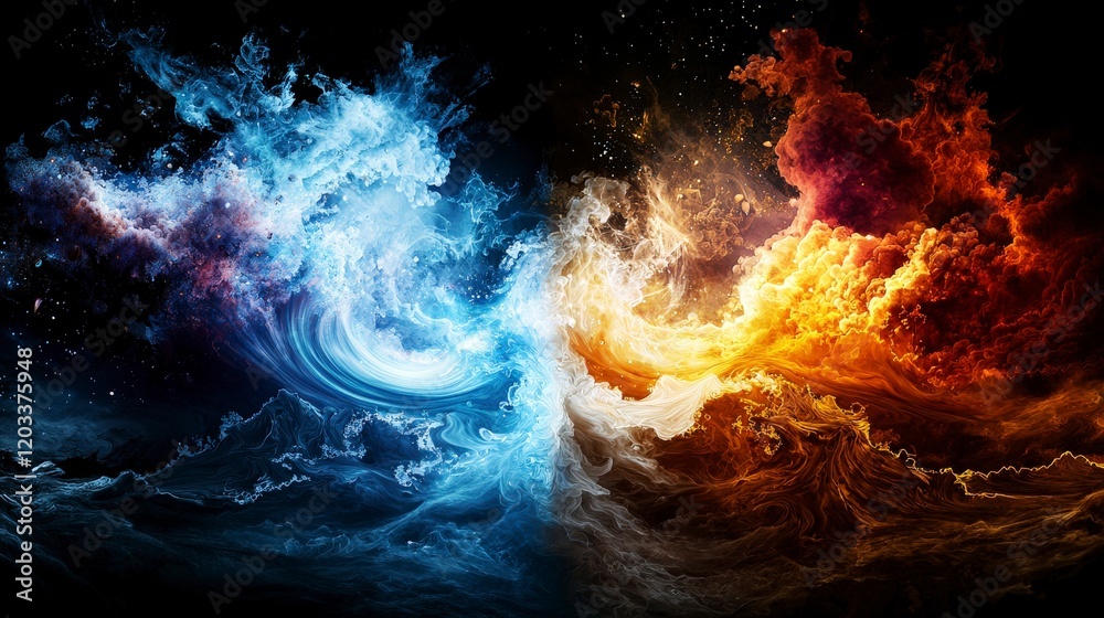 Poster spiritual journeys across dimensions cosmic explorations of light and dark abstract art digital spac