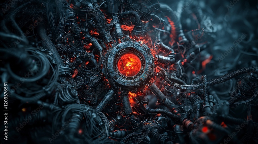 Leinwandbilder Technological evolution of systems analyzing the dark core of innovation in futuristic environments