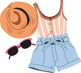 Woman summer beach cloth illustration
