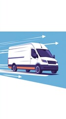 Fast Delivery Van White Cargo Sprinter Truck Rapid Transportation Speedy Service Concept
