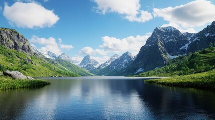 Fototapeta premium Serene Mountain Lake Landscape