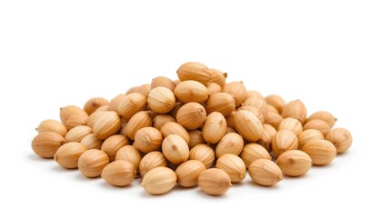 Close-up of Coriander seeds on white background
