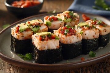 Mexican sushi rolls with chipotle mayo